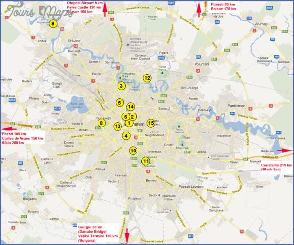Mapa de bucarest atraccións
