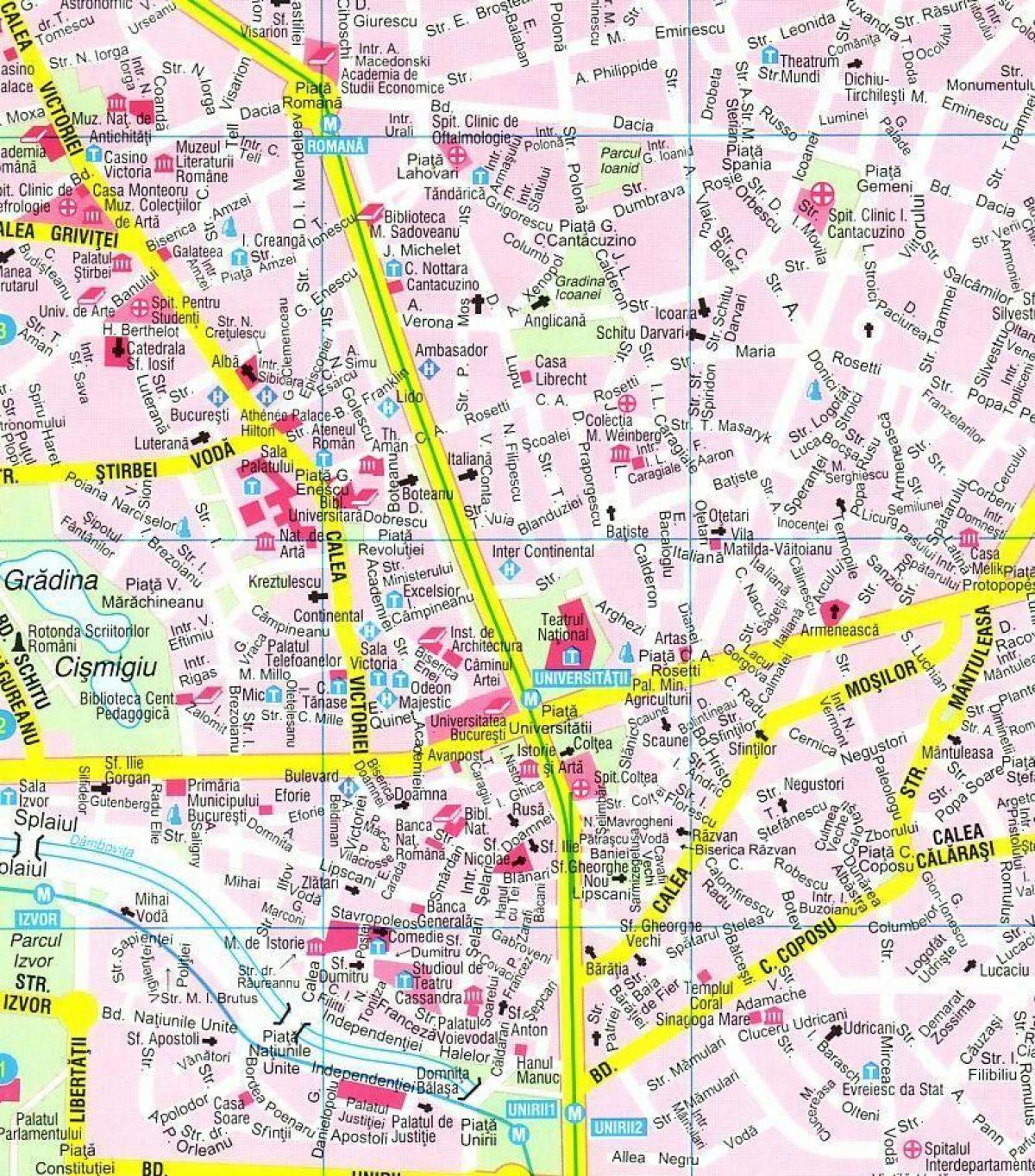 mapa de bucarest centro da cidade