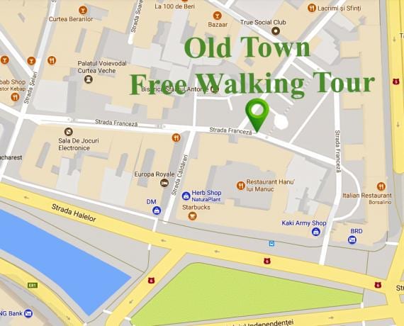 Mapa de bucarest walking tour 