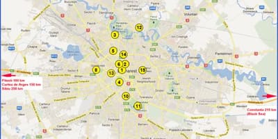 Mapa de bucarest atraccións 